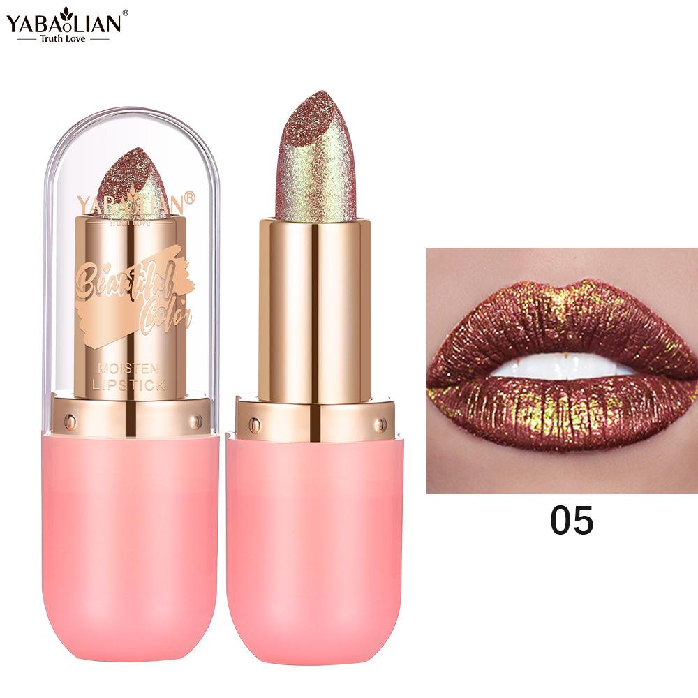 Metallisch Violett Chamäleon Lippenstift Farbwechselnd Matt Glitzer Diamant Lippenstift Wasserdicht Perlglanz Lipgloss Sexy Make-up 05
