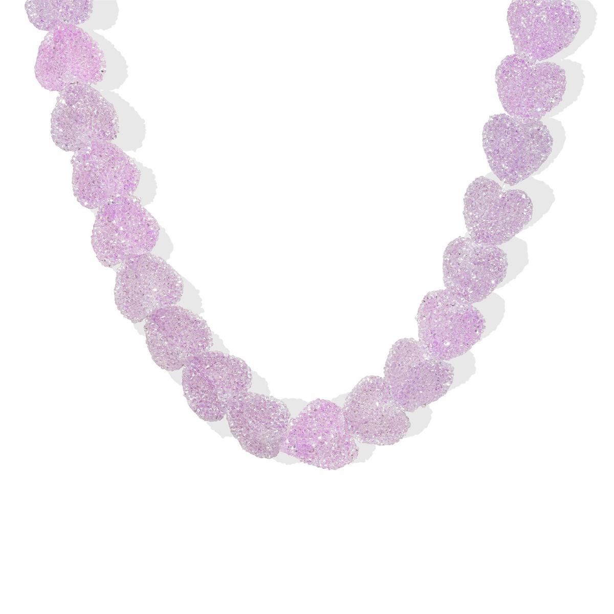 Neues buntes Liebesbonbon Harz Halskette, süßes Liebesbonbon, Nischen Design, Schlüsselbein Kette Damen Geschenk Halskette 38cm violett