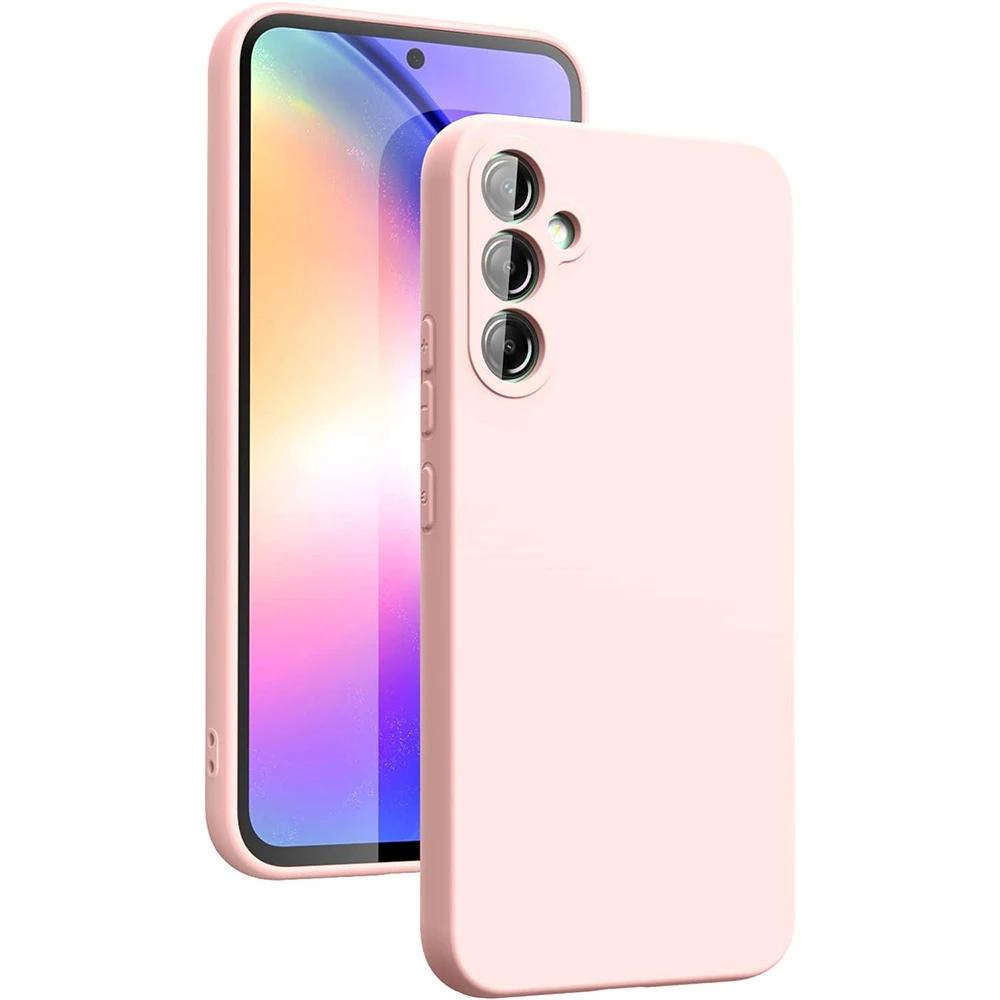 Weiche Handyhülle aus flüssigem Silikon für Samsung Galaxy A05 A05S A35 A55 A54 5G A05 A16 A26 S23 FE S23+ S24 5G S25 Plus für Redmi 13C 14C Note 14 12 Samsung Galaxy A56 rosa