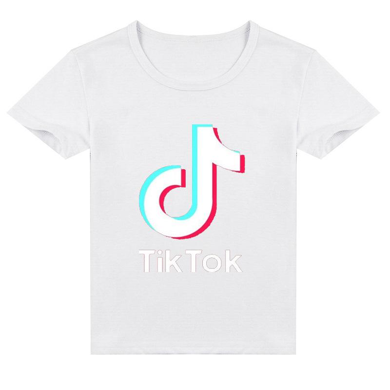 TIKTOK Kinderbekleidung Jungen und Mädchen Mode Kurzarm 140cm weiß