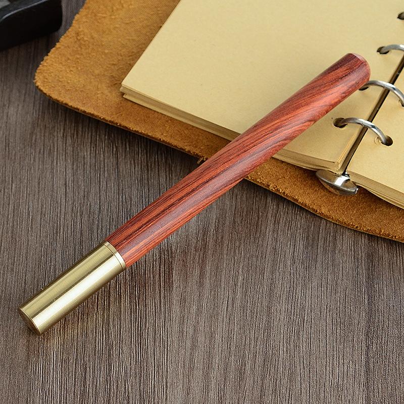 0,5 mm Holz-Kupfer-Metall-Gelschreiber High-End Business Büro Unterschrift Schwarz Tinte Stift Schulbedarf Geschenk dunkelbraune