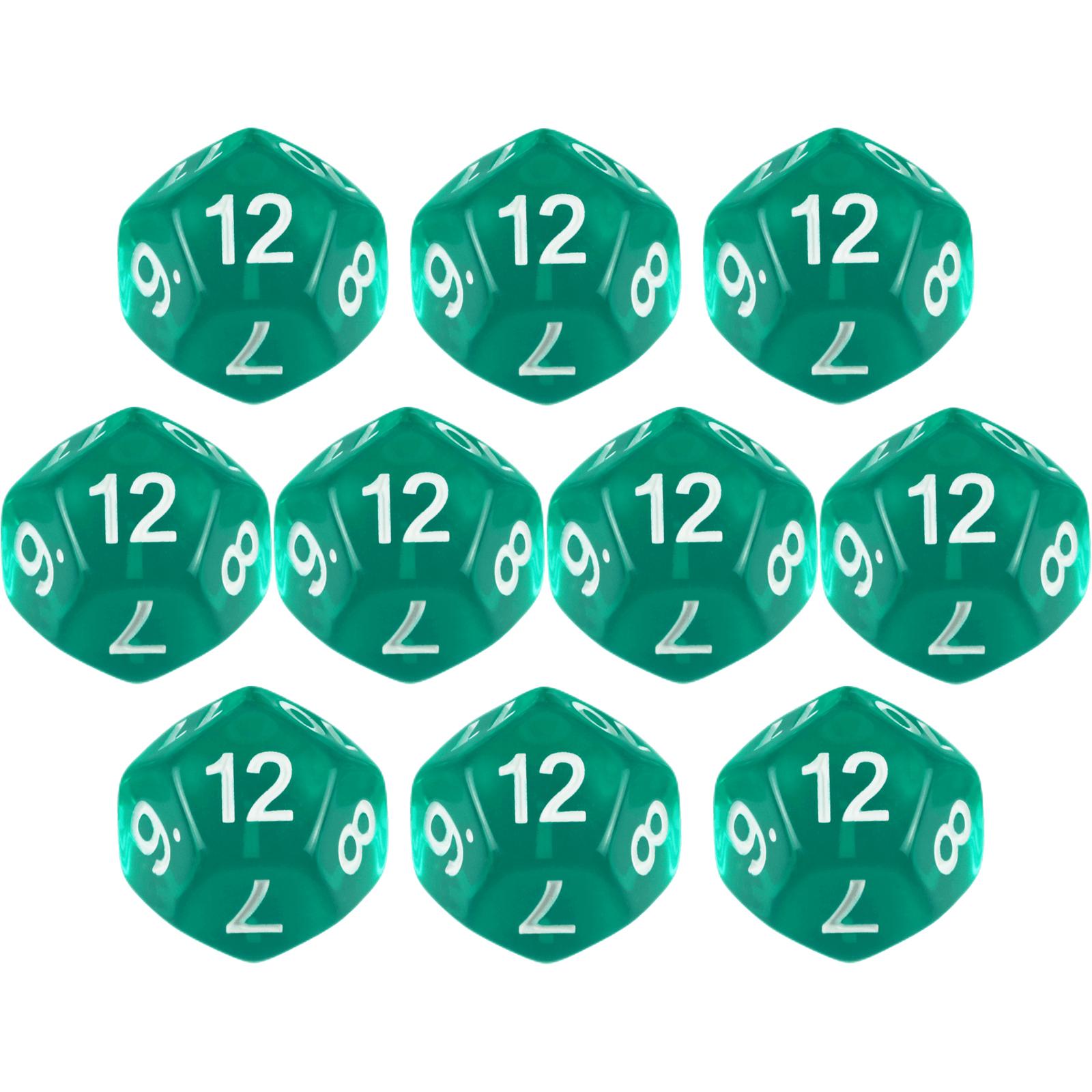 Premium DND Würfelset D12 für Brettspiele und RPG mit lebendigen Farben, 10 Stück 12-seitige Unterhaltungs-Tischspielwürfel dunkelgrüne