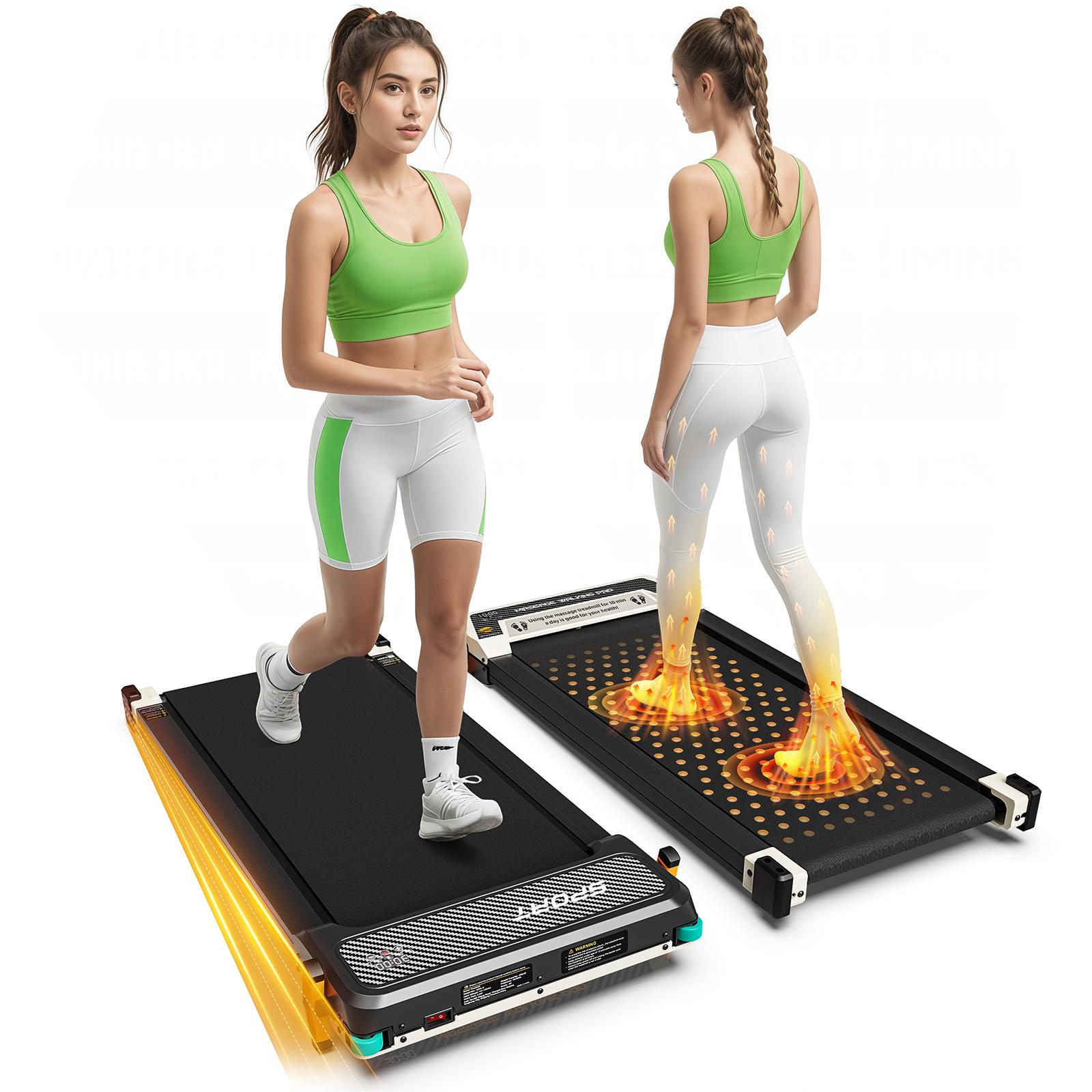 Akluer 520A-A Doppelseitiges Laufband mit Shiatsu-Fußmassagegerät, 2,5 PS Leiser Motor schwarz