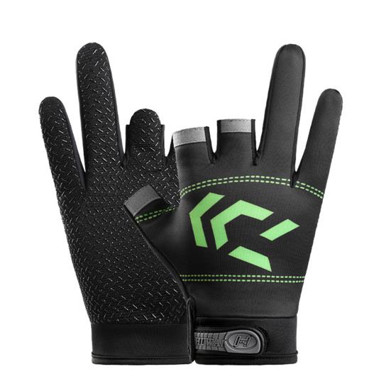 1 Paar 3-Cut Angelhandschuhe Frühling Sommer LSF 50+ UV-Schutz Atmungsaktiv Rutschfest Schnelltrocknend Herren Fahrradhandschuh Angelzubehör grün