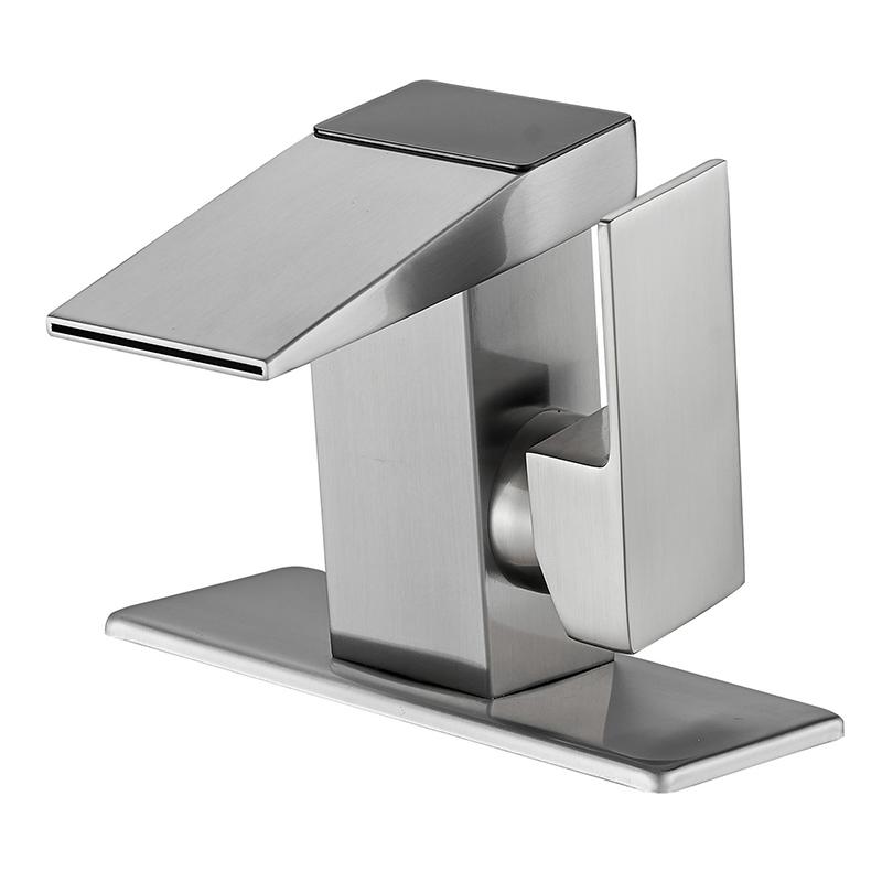 LCD Bad Becken Wasserhahn Digital Display Waschbecken Mischbatterie Heiß Kalt Waschbecken Wasserhahn Wasserfall Deck Montiert Bad Becken Mischbatterie Silver with base