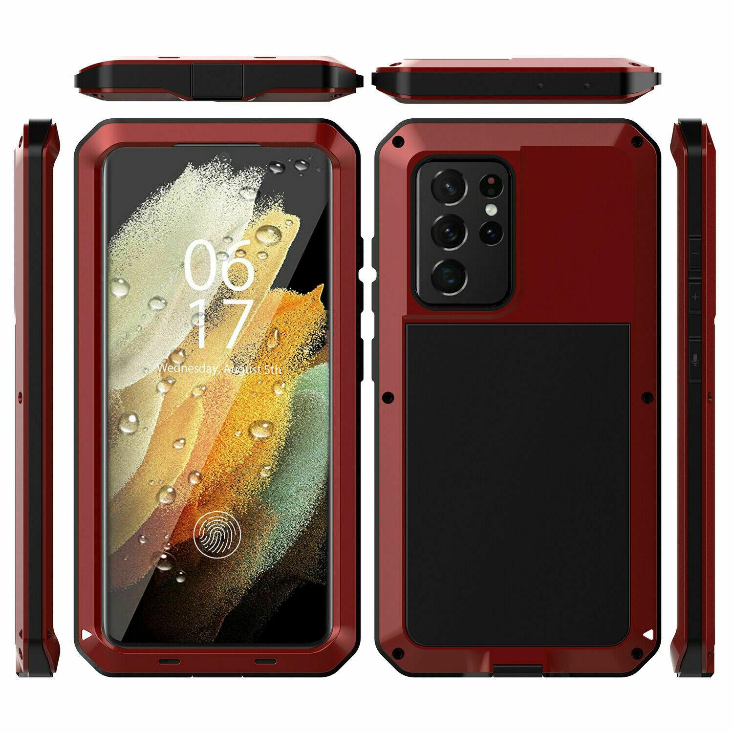 Luxuriöse Metall-Aluminium-Stoßstangen-Telefonhülle für Samsung Galaxy S25 S24Ultra S23 S22 S21 S20 S10 Note10 20ultra Silikon Stoßfeste Panzerschutzabdeckung For Samsung Galaxy S20 rot