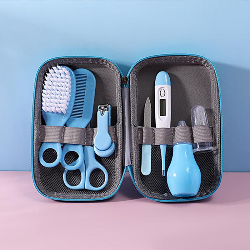 1/8 teile/satz Neugeborenen Baby Kinder Nagel Haar Gesundheit Pflege Thermometer Pflege Pinsel Kit Pflege Baby Essentials Neugeborenen Material Sicherheit blau