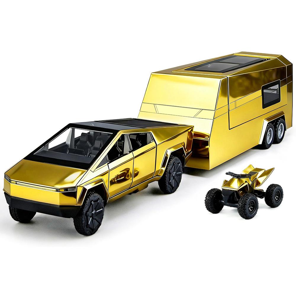 1/32 Tesla Gold Cybertruck Offroad-Pickup-Truck Legierung Metall Diecast Modellauto Beste Geburtstagsgeschenke für Kinderspielzeug Heimdekorationen gold