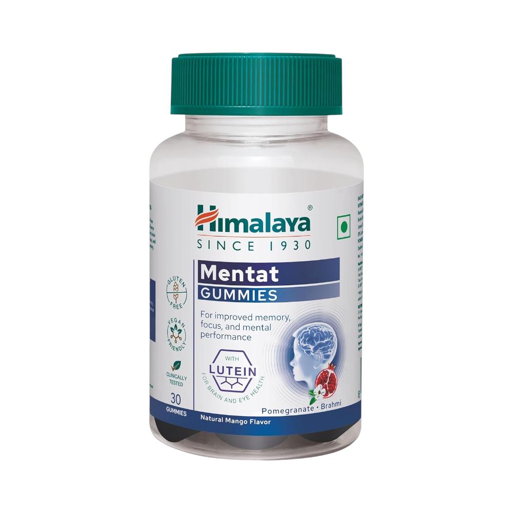 Himalaya Mentat Gummis 30er Pack Mango Geschmack | Unterstützt Konzentration, Reduziert Stress | Kräuter-Gehirn-Wellness-Nahrungsergänzung für Kinder und Erwachsene 140g