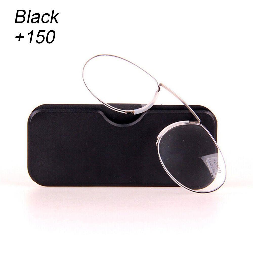 Lazy Glasses Lesebrille Nasenklammer Presbyopie Brille Mini Nasengestell Männer Frauen black-150