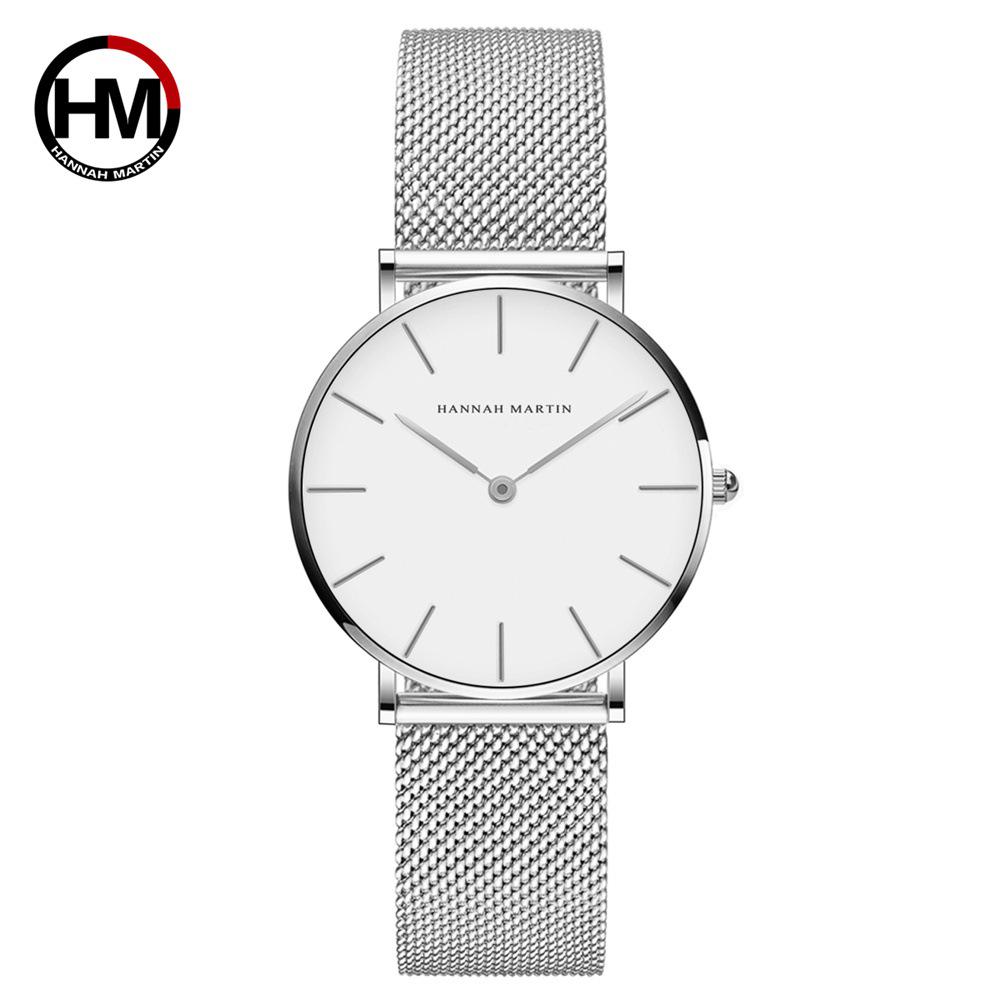Hannah Martin Wasserdichte Uhr Mode Lässige Damen Quarz Uhr weiß