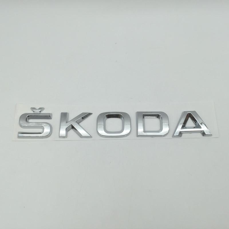 QLT4 1 Stück 3D ABS hohe Qualität Silber/Schwarz für Auto Buchstaben Emblem Hinten Kofferraum Aufkleber Abzeichen Aufkleber Aufkleber Styling Für Skoda