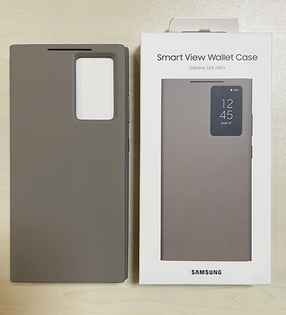 Smart View Wallet Flip Case Für Samsung Galaxy S24 Ultra SM-S928B Smart View Handyhülle Abdeckung graue