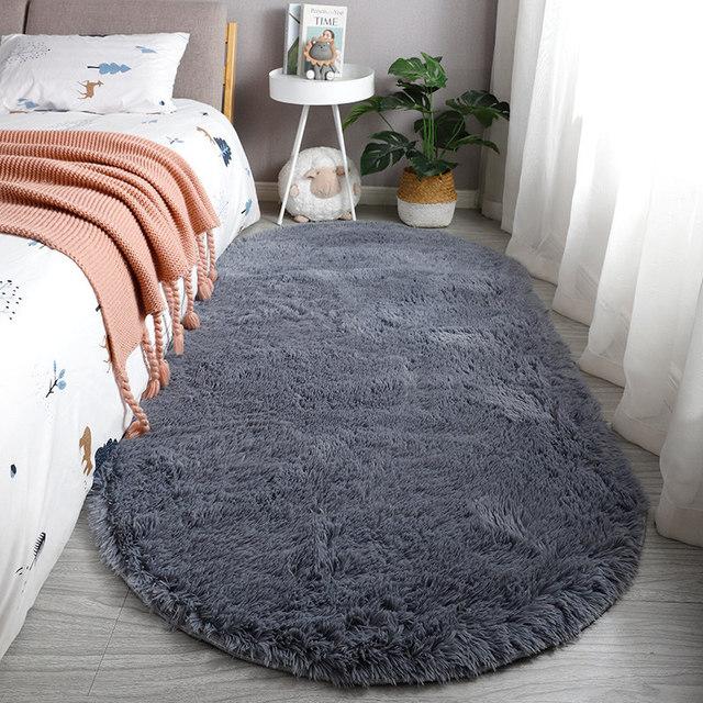 Teppich für Wohnzimmer Große Größe Größe Ovaler Teppich Plüschig Flauschig Kinderzimmer Zimmer Haarig Weich Fußmatten Haus Zierlicher Teppich 80x120cm
