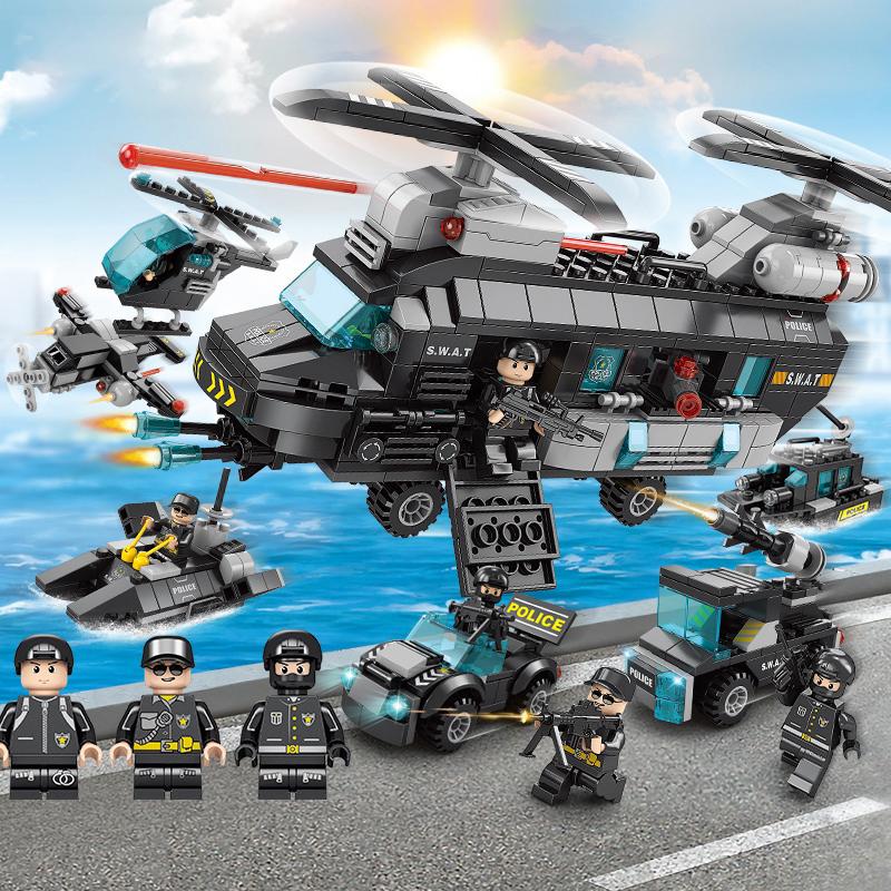 1000PCS Tank Bausteine ​​8in1 Military Heavy Tank Modell Baustein Armee Spielzeug für Jungen Helicopter-456Pcs