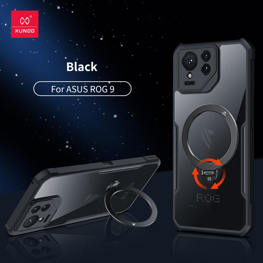 XUNDD Für Asus ROG 9 ROG Phone 9 Pro Hülle Luxuriöses Gehäuse Stoßdämpfender Bumper Schutzhülle Mit Rotierbarem Magnetischen Halter For Asus ROG Phone 9 schwarz