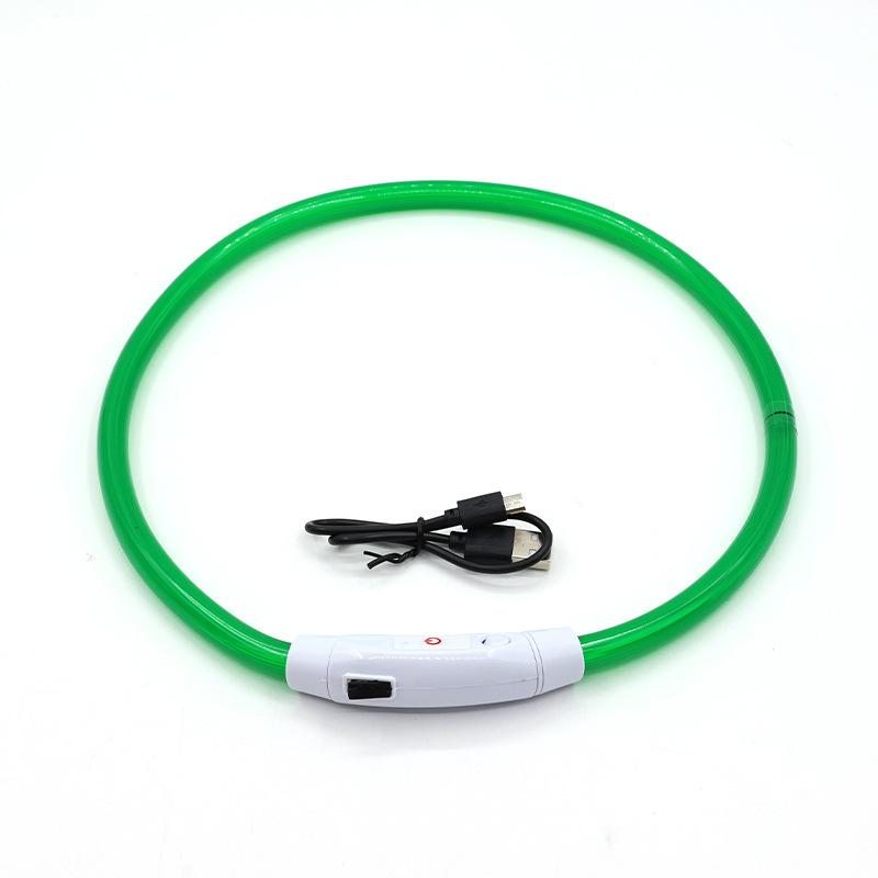 Haustier Leuchthalsband, Hund Leuchthalsband, Hundehalsband USB Aufladung LED Lichtleiterhalsband, Blinkendes Hundehalsband grün