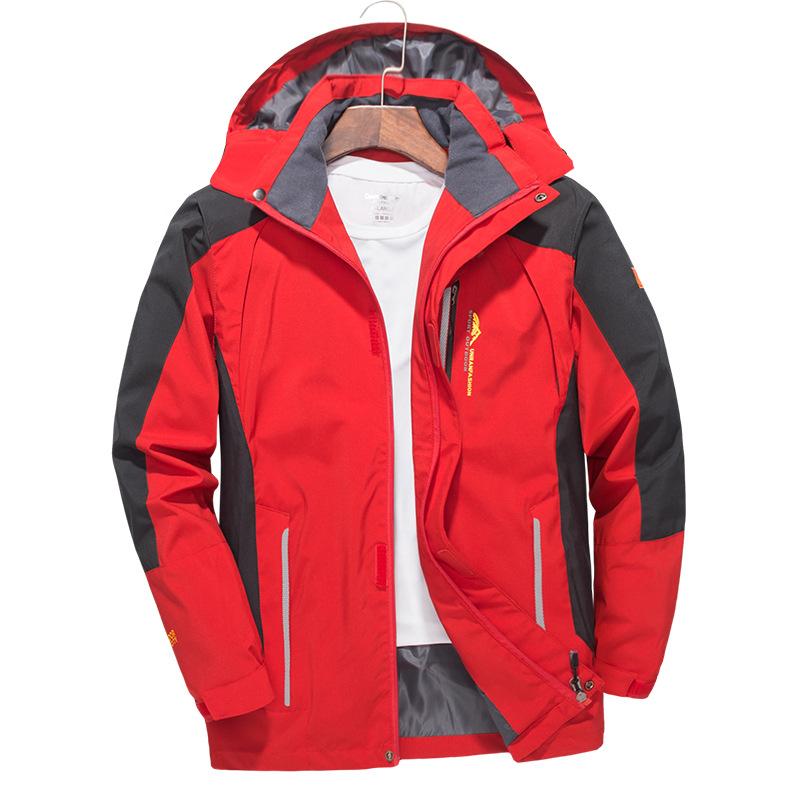 Wasserdichte Wanderjacke für Herren, große Größe, winddicht, Windjacke, Camping, Jagd, Laufen, Trekking, Angeln, Mantel, Herren, Outdoor 8XL rot