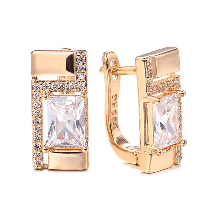 Geometrie Clip Ohrringe Trendy Rose Gold Farbe Hochzeit Täglichen Mode Schmuck Zirkonia Ohrringe Für Frauen Ohrringe rose gold