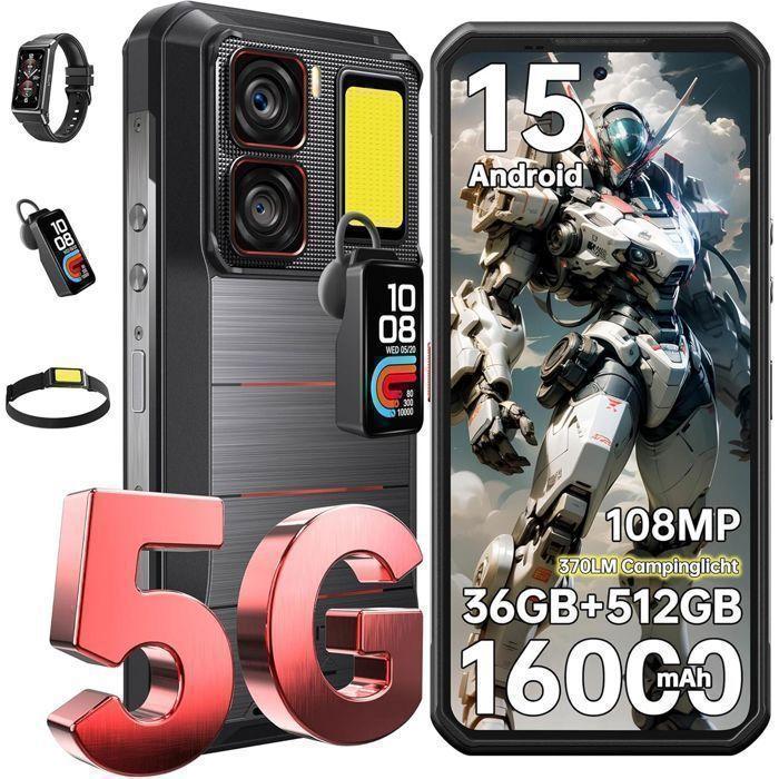 OUKITEL WP300 5G Smartphone Robust 36+512GB 6.8 16000mAh Mobiltelefon Android15 108MP Modular Ohrhörer Dual-SIM/NFC Schwarz schwarz