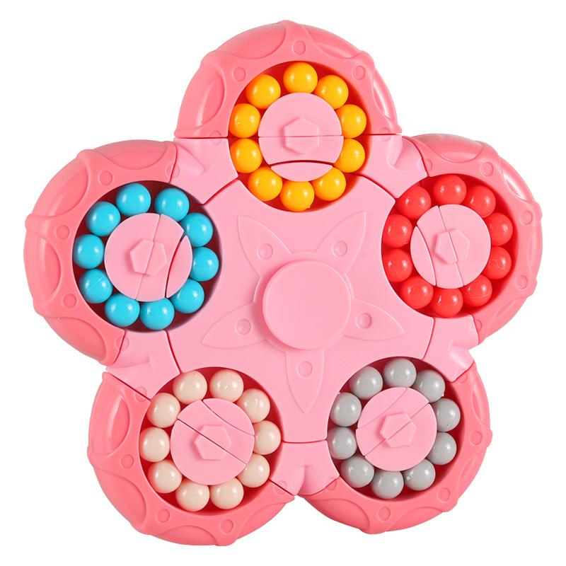 Magic Bean Puzzle-Spielzeug, rotierender Magic Bean Fidget Cube 2-in-1, Geschenk für Kinder, Jungen und Mädchen ab 3 Jahren, 5–7, 8–12 Jahren, Denksportaufgabe, Fidget-Spielzeug für Teenager und Erwachsene 14*14*3cm rosa