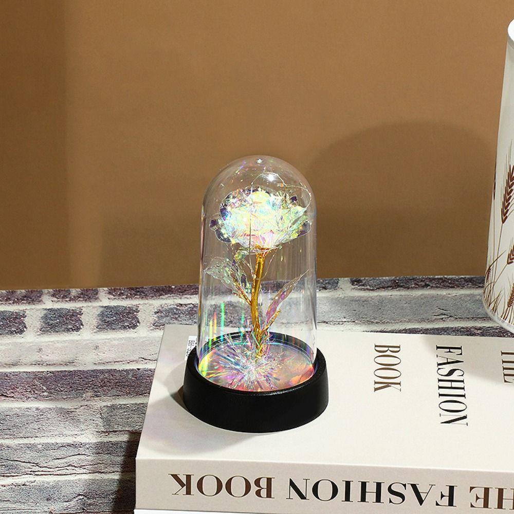 Rote bunte dekorative Blumen-Pflanzen-ewige Rose-LED-Licht-Folien-Blumen-Geschenk A weiß