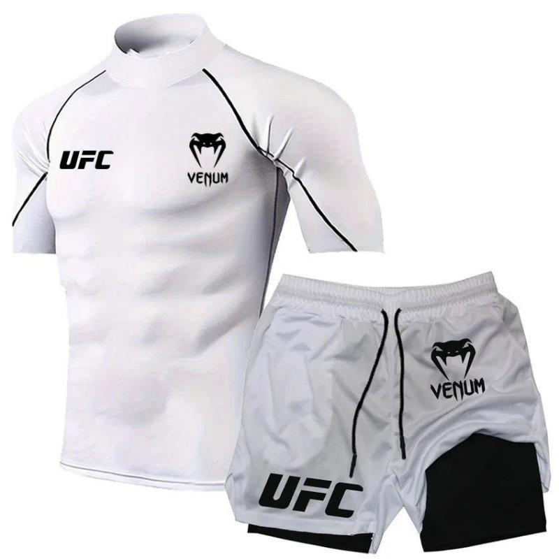 Herren Damen Box-Trainingsset Doppellagige Caprihose MMA Kampf Gym Workout Uniform XXL