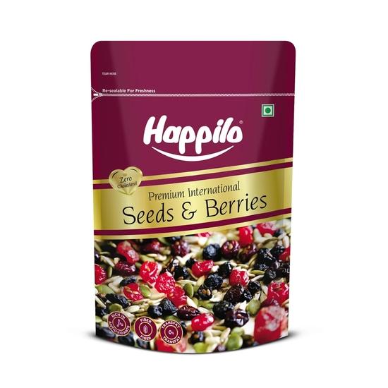 Happilo Premium International Samen & Beeren Mix 200 g Packung | Enthält gesunde Samen & getrocknete Beeren | Kalorienarm, Nährstoffreich