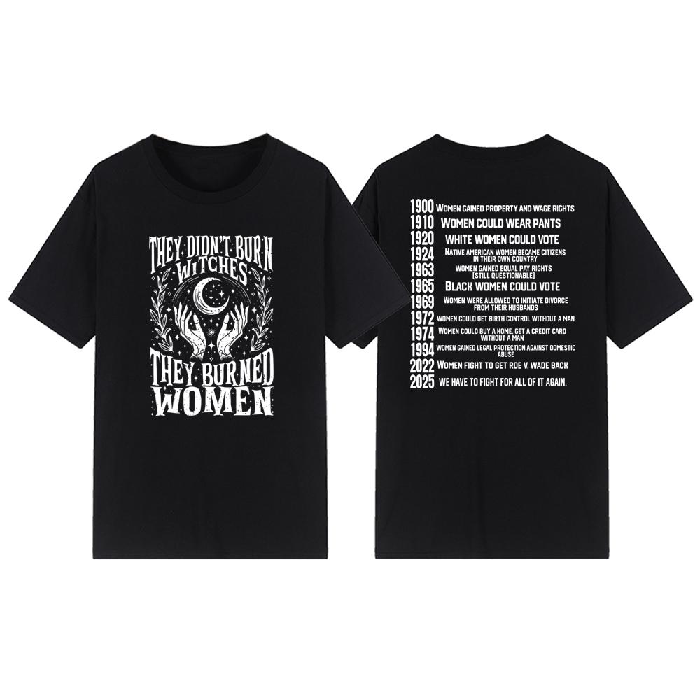 Sie haben keine Hexen verbrannt Shirt Sie haben Frauen verbrannt T-Shirt Frauenrechte Daten T-Shirt Hexen T-Shirt Vintage Kurzarm Grafik T-Shirts L schwarz