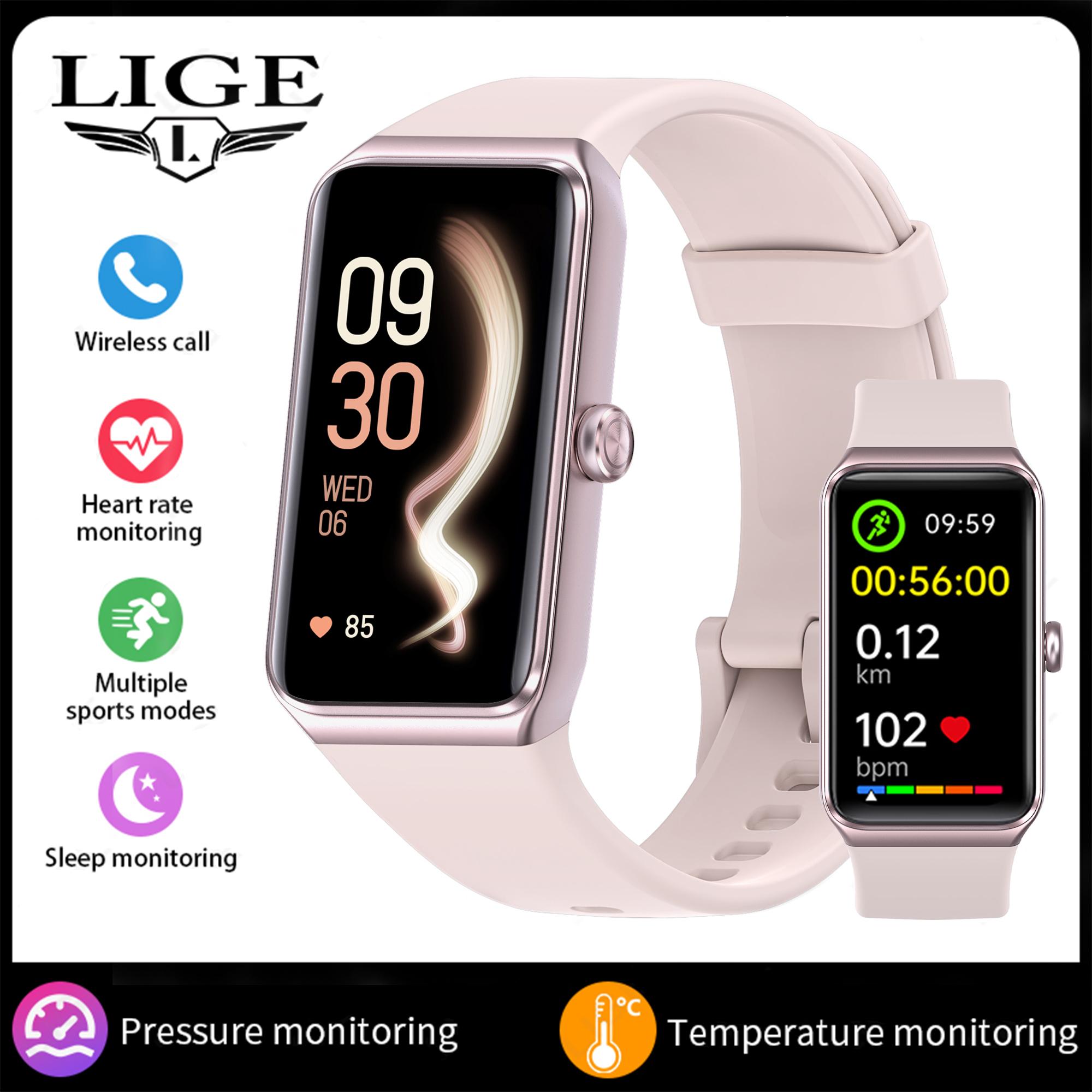 LIGE Neue Smartwatch C82 Bluetooth-Anruf Damen-Smartwatch 1,47 Zoll Gesundheitserkennung Outdoor-Sport Wasserdichtes Smart-Armband silicone strap rosa