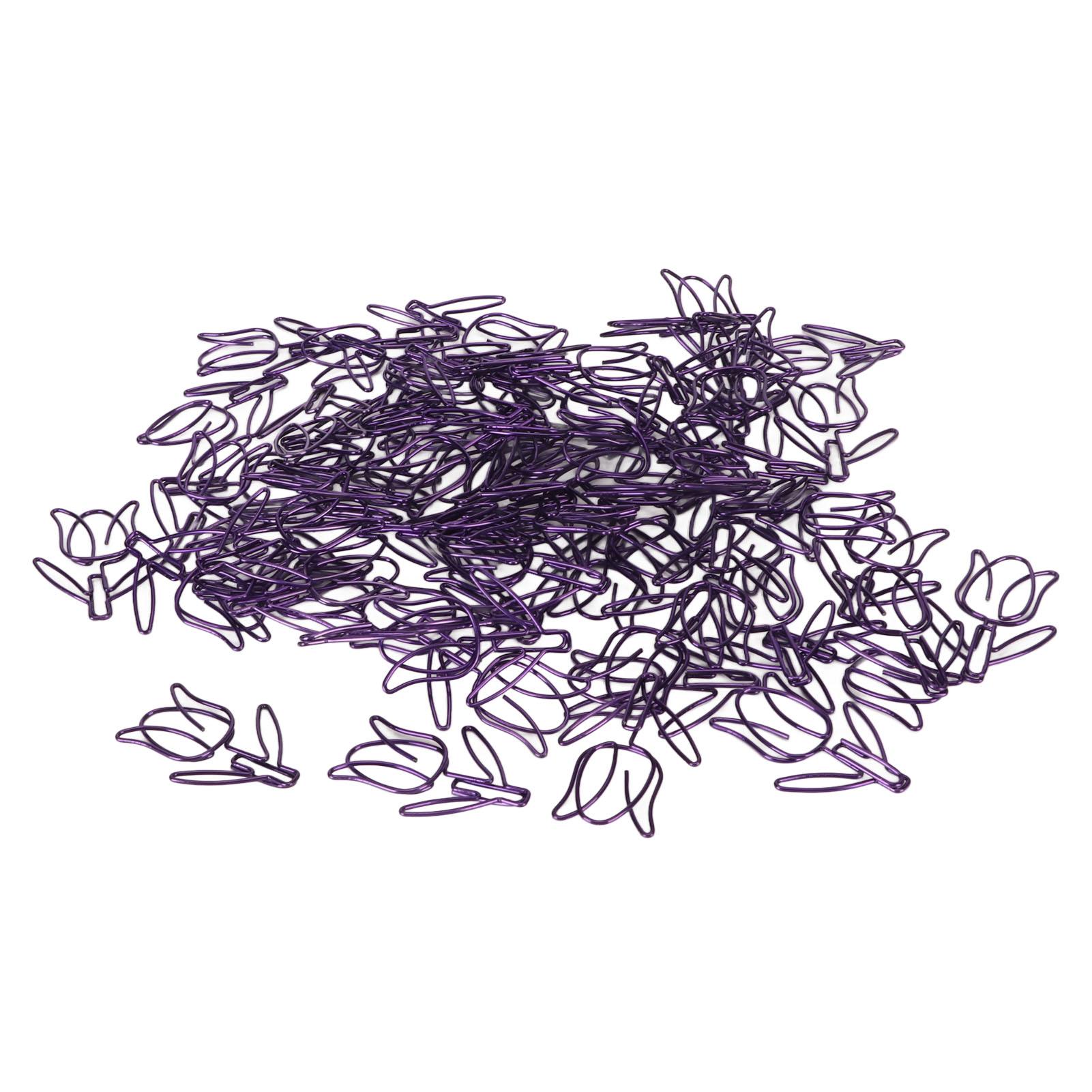 70 Stück Blumen Büroklammern Cartoon Lila Blumen Büroklammern Niedliche Blumenform Büroklammern