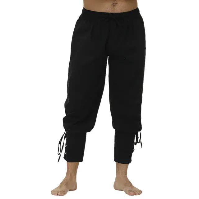 Hose Wikinger-Kostüm für Männer Renaissance Mittelalter-Hose Shorts mit Kordelzug Halloween-Kostüm Erwachsene Cosplay XL schwarz