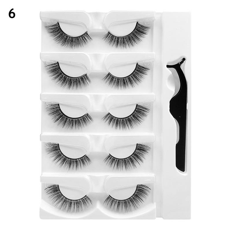 5 Paare/Set selbstklebende falsche Wimpern mit Pinzette, kleberfreie Wimpern, natürliche lockige Wimpern, Augen-Make-up FZ5-06