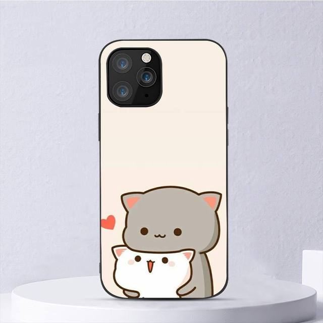 Pfirsich Mochi Katze Cartoon Handyhülle für Iphone 11 12 Mini 13 14 Pro Xs Max X 8 7 6s Plus 5 Se Xr Shell iPhone12mini