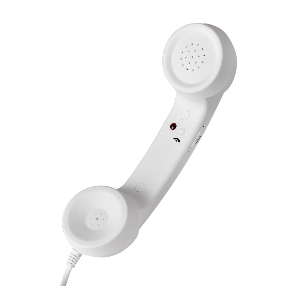 3,5 mm klassischer Komfort-Retro-Telefonhörer-Lautsprecher, Anruf-Mikrofon-Empfänger für iPhone und Android-Telefone, 7 Farben weiß