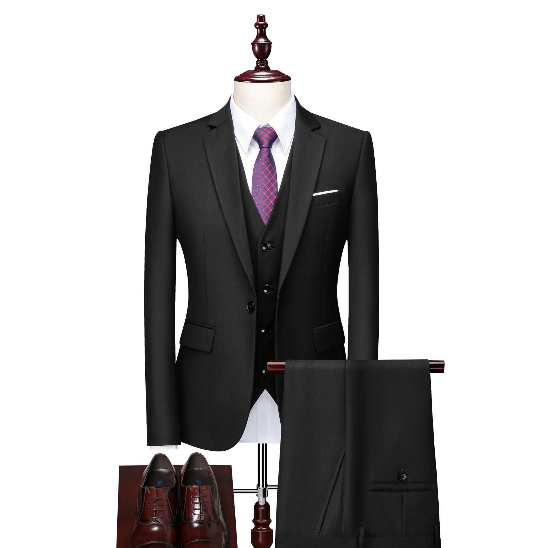 Herrenanzug Anzug Dreiteiliges Set für Herren Großer einfarbiger Anzug Business Professional Anzug 4XL schwarz