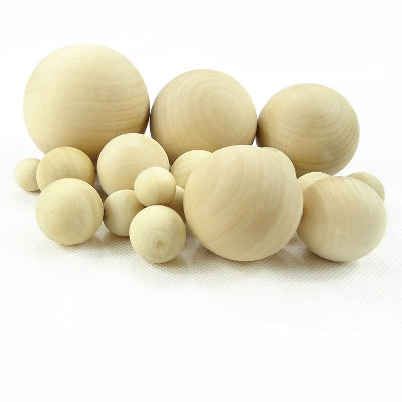 1–100 Stück Naturholzkugeln mit 6 mm bis 75 mm Durchmesser, runde Holzbastelkugeln, Bastelbedarf 12mm 50pcs