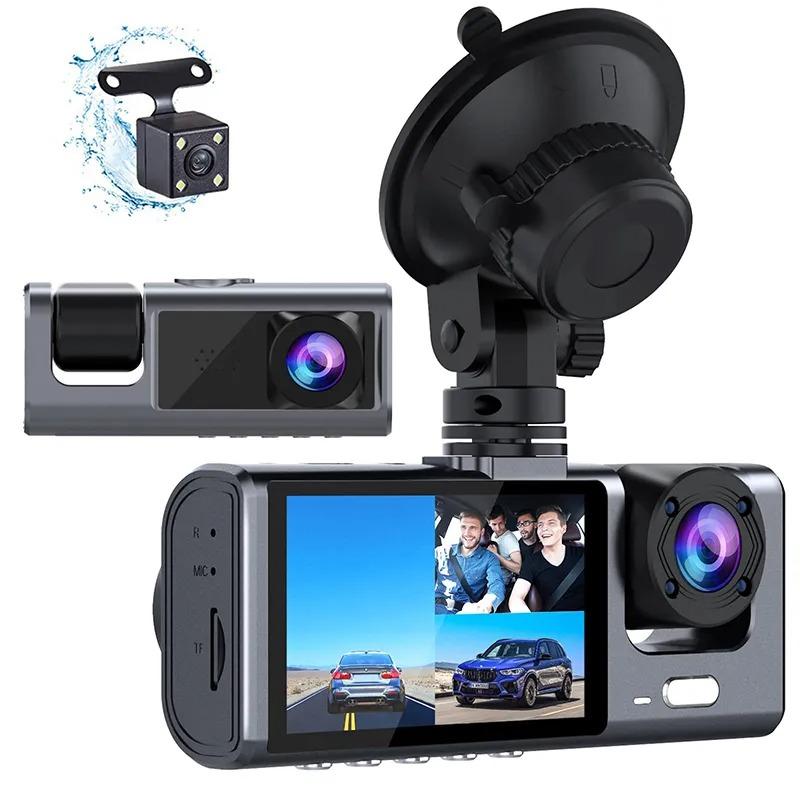 Neue 3-Kanal-Dashcam für Autokamera, 1080P-Videorecorder, Dashcam, Black Box, Doppelobjektiv, Innen-DVR, Rückfahrkamera, Autozubehör 2 cameras