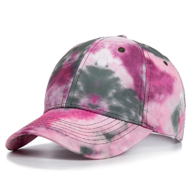 Neue Mode Frauen Tie Dye Kappe Mehrfarbige Unregelmäßige Druck Baseball Kappe Weibliche Outdoor Streetwear Sommer Baseball Hüte 54cm-62cm rose rot
