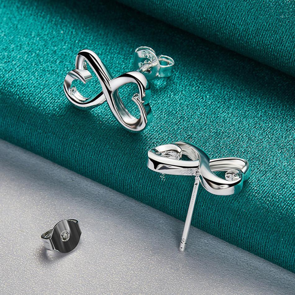 925 Sterling Silber Herz Bowknot Ohrstecker für Frauen Modeschmuck ME304