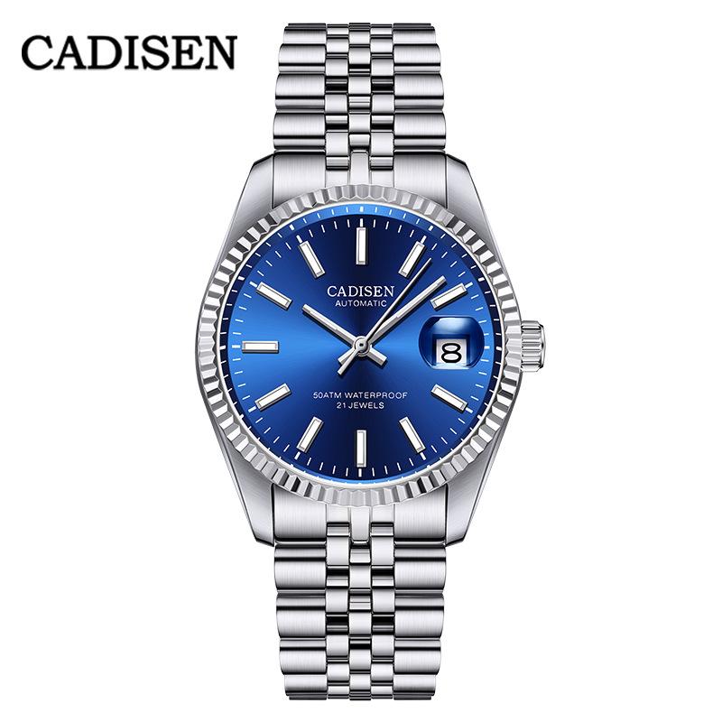 CADISEN C8053 Neue TOP Marke Luxus herren Uhr Mit Box 5ATM Wasserdicht 21 JUWELEN Automatische männer Mechanische Uhren blau