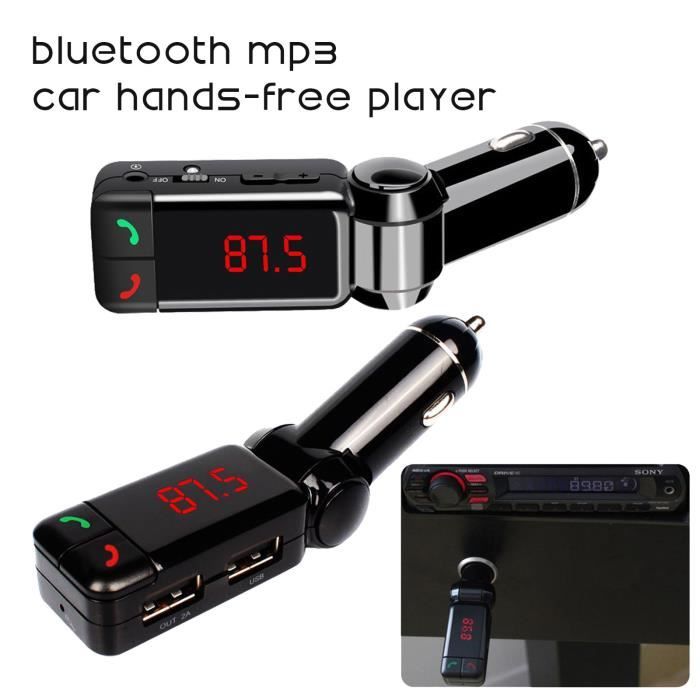 LCD Drahtloses Auto-Kit Bluetooth FM Transmitter, USB Ladegerät Freisprecheinrichtung SD-Kartenunterstützung, Ladegerät FM Transmitter Bluetooth schwarz