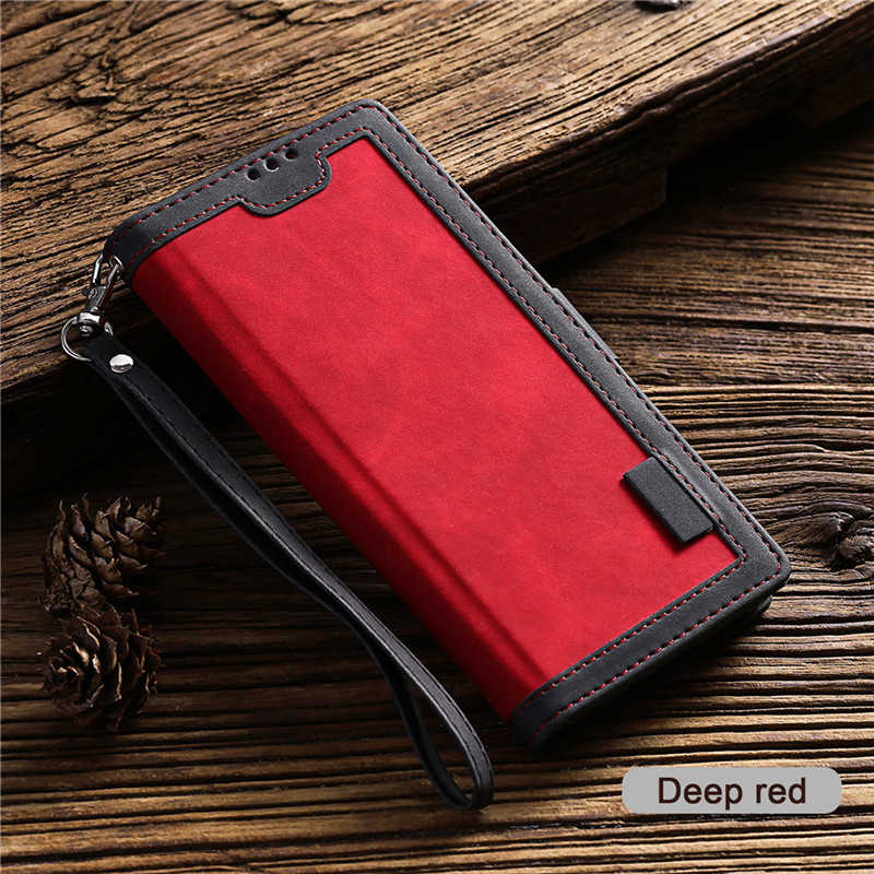 Leder-Flip-Wallet-Hülle für iPhone Samsung Xiaomi Redmi Huawei Handyhülle Huawei P30 Lite rot