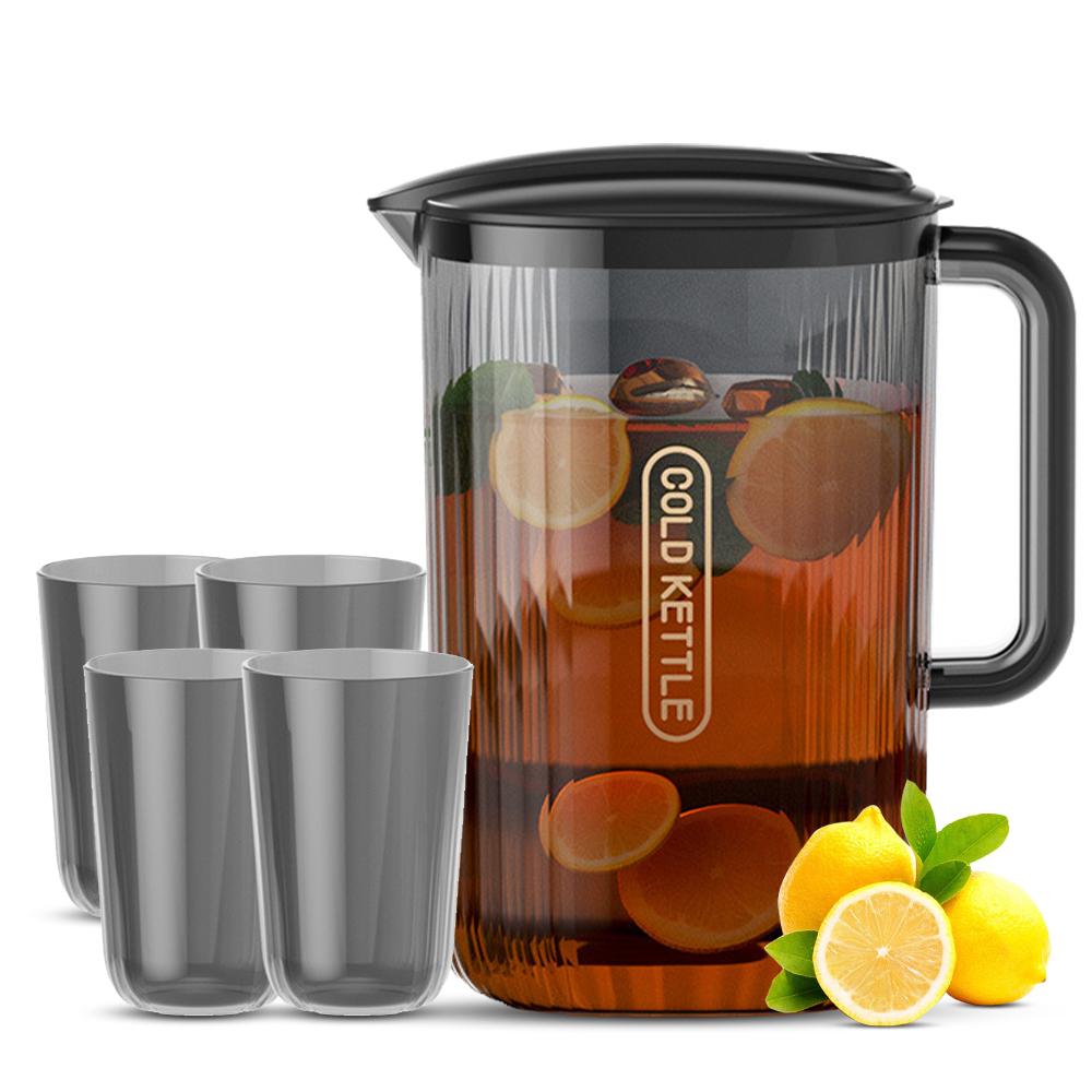 Wasserkrug Kühlschranktür Wasserkrug mit Griff Getränke Serviergeschirr und Aufbewahrungsbehälter für Heiß schwarz