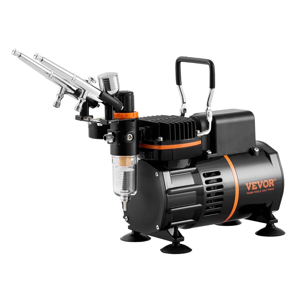 Airbrush-Set mit Doppellüfter-Luftkompressor, Airbrush-System-Set mit 3 Airbrushes
