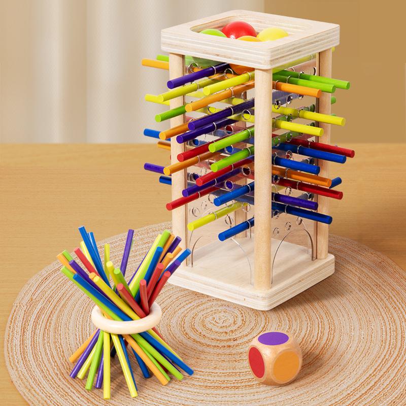 Holzstab Zeichenspiel Spielzeug, Mehrfarbige Stäbe Spiel, Interaktives Spiel für Eltern und Kinder, Trainiert Gleichgewicht und Konzentration
