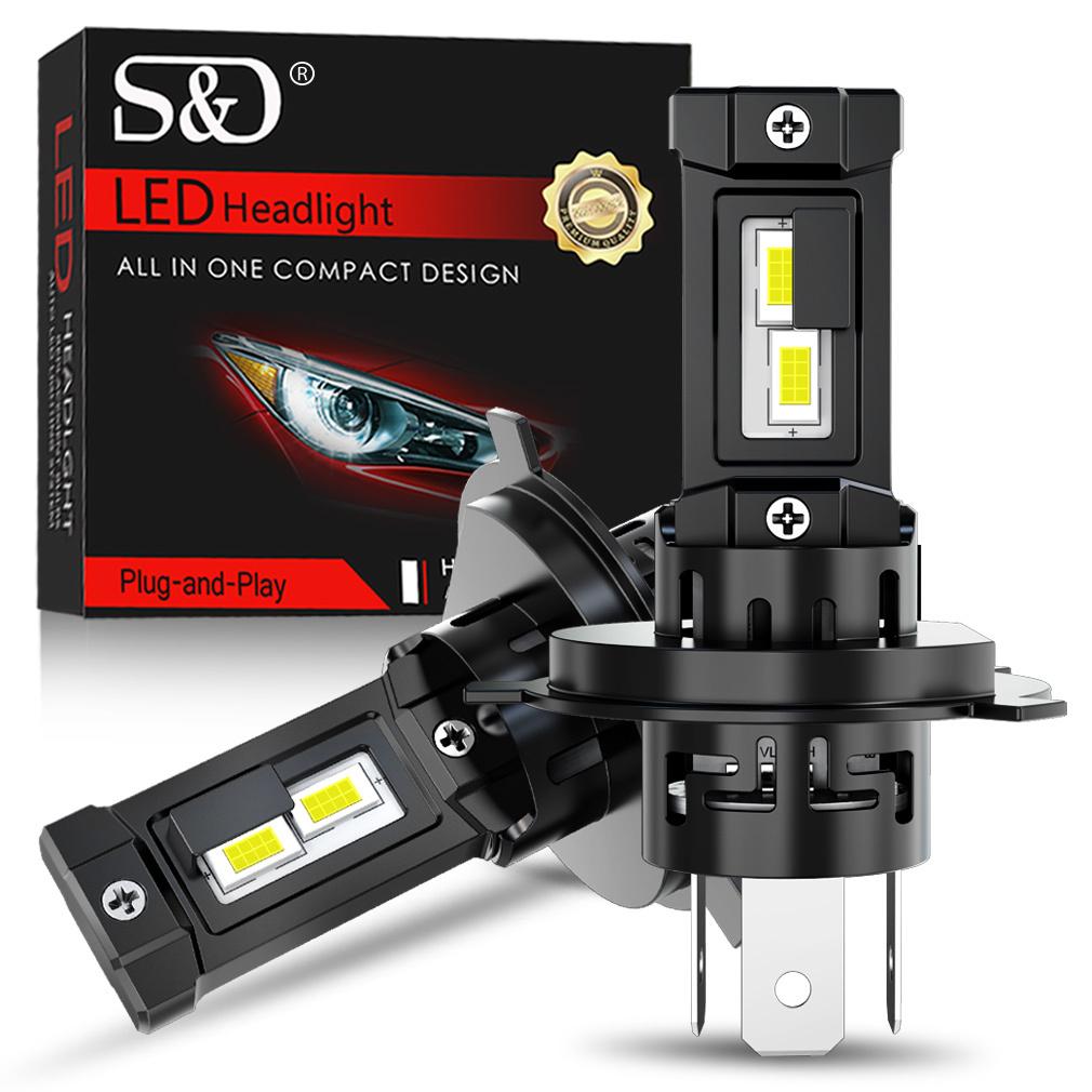 2 Stück Canbus H4 LED-Scheinwerferlampen Fern- und Abblendlicht 30000LM Auto Motorrad Lichter 32-Kern CSP LED-Lampen Auto Moto Scheinwerfer Plug&Play 12V 6500K Weiß H4/9003/HB2 Hi/Lo