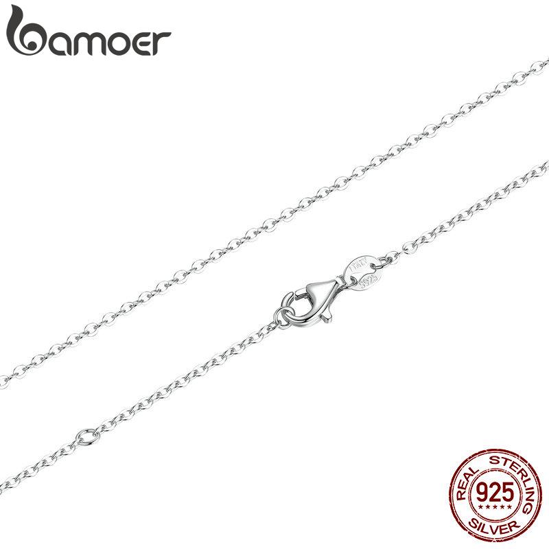 BAMOER 45CM Halskette Kette 925 Sterling Silber Karabinerverschluss Verstellbare Kette Mode Halskette silber