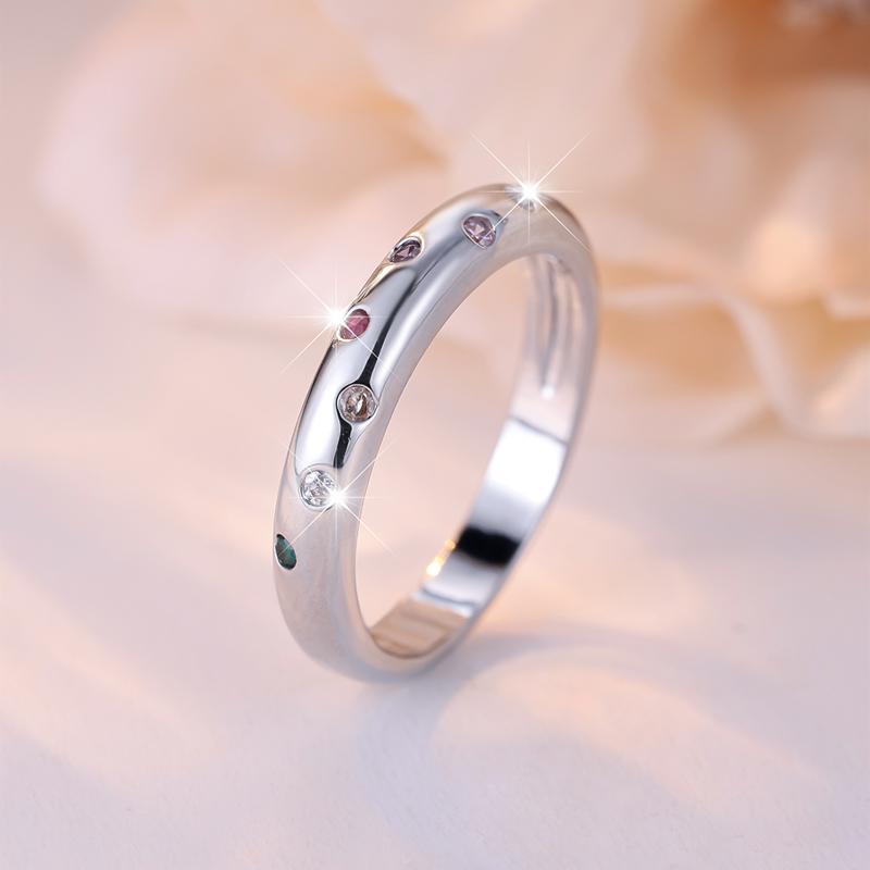 Schlichte bunte Zirkon-Verlobungsringe für Frauen, modische silberne Eheringe, minimalistischer Fingerschmuck 9 silber