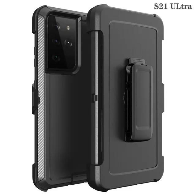Hybrid Heavy Duty Armor Stand Case für Samsung Galaxy S24 S23 S22 S21 S20 Ultra S10 Plus Note 20 10 9 8 Otter Case Boxhalter mit Gürtelclip-Abdeckung For Galaxy S21 Plus